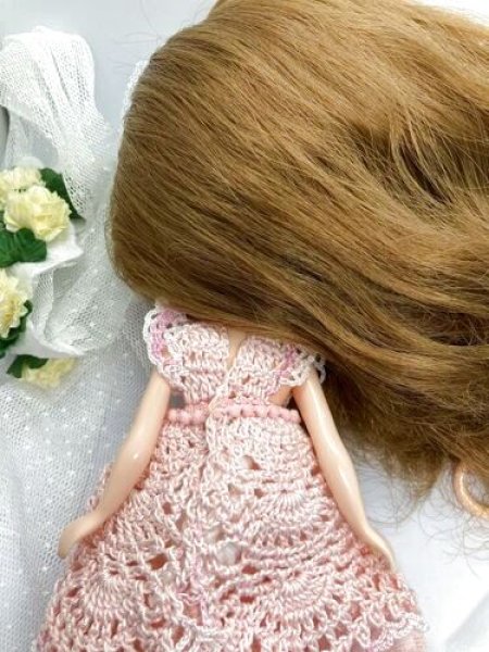 画像4: 総レース編み『ベビーピンクのワンピース』リカちゃん相当 size (4)