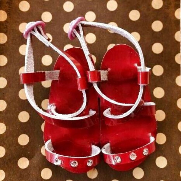画像4: gohongi様制作　DDサイズ　サンダル【 ワインレッド×キラキラストーン 】 (4)