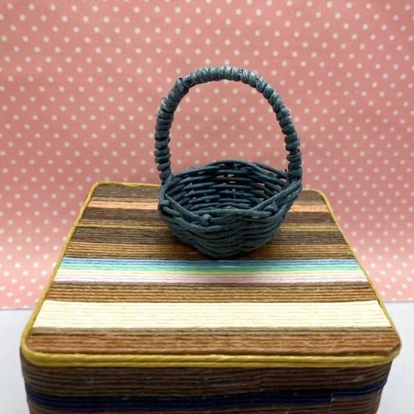 画像2:  1/6ドールサイズカゴバッグ『ペールブルー』 (2)