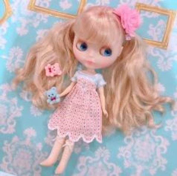 画像1: Blythe公式OF『裾スカラップワンピースピンク』(22cm)ネオブライスサイズ (1)