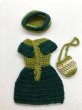 画像5: ジェニーちゃん等27cmサイズやリカちゃんsize『レース編み 緑のベレー帽とワンピースとバッグの3点セット』 (5)
