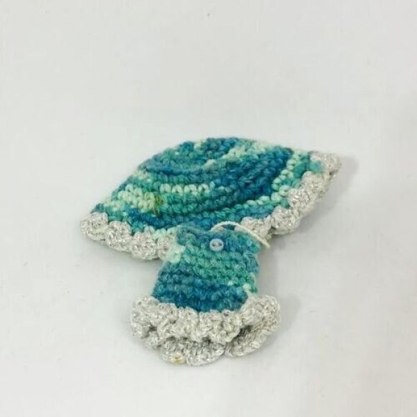 画像2: プチブライス相当size『ブルー系ニットワンピース&ハット』 (2)