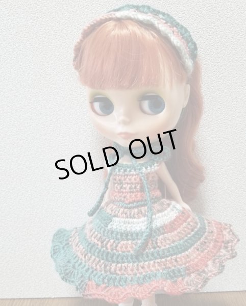 画像1: 花布糸様制作レース編み【 スイカワンピース&ヘッドドレス　】ネオブライスsizeプーリップsize (1)