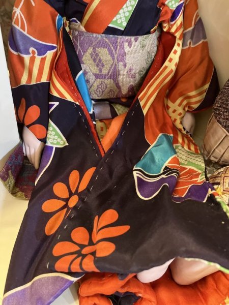 画像5: 大きな大正時代の市松人形『明仙のお着物』人毛　傷有　経年劣化有63cmアンティーク (5)