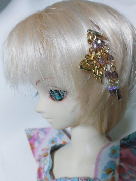 画像2: 巨頭ドールや1/3ドールsize『 花の簪 緑色 』  (2)