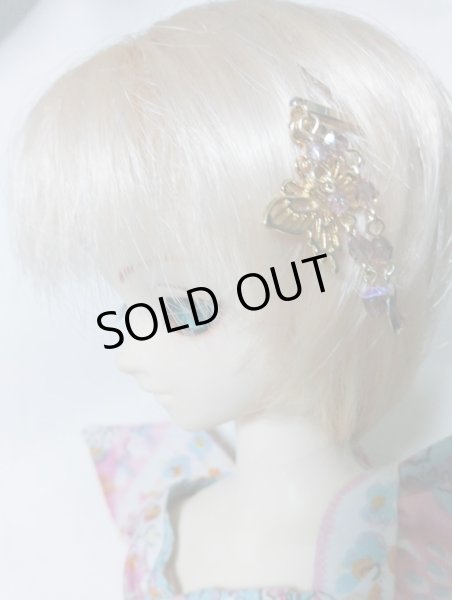 画像2:  巨頭ドールや1/3ドールsize『 花の簪(かんざし)紫色 』  (2)