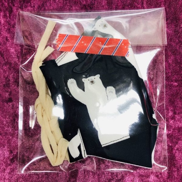 画像2: 【コロナ予防特別企画ドール服作家様製作マスク】あま茶まる様製作『大人サイズ』等身大ドールにも〔紐長さ調整可白熊さん〕 (2)