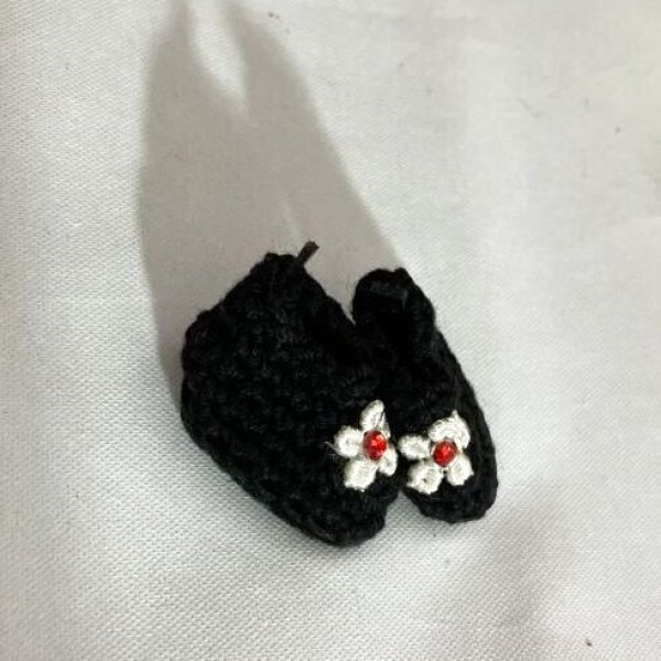 画像2: ネオブライス.リカちゃんsize『レース編みルームブーツ』ブラック (2)