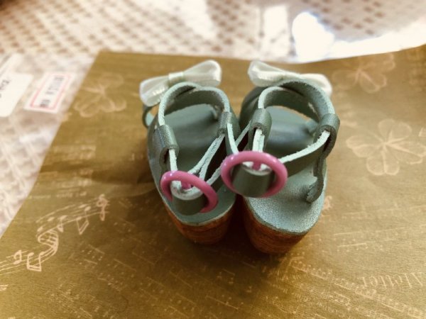 画像4: MDDサイズ サンダル【 パウダーブルー×ホワイトリボン 】 (4)