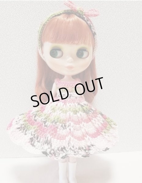 画像1: 花布糸様制作毛糸編み【 ドラゴンフルーツワンピースセット　】ネオブライスsizeプーリップsize (1)