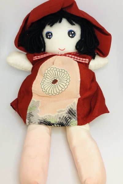 画像2: 文化人形『菊模様』布製ドール 古布正絹 (2)