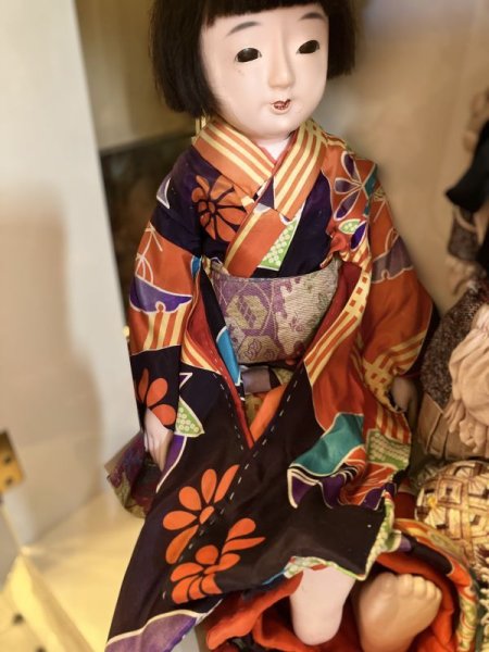 画像4: 大きな大正時代の市松人形『明仙のお着物』人毛　傷有　経年劣化有63cmアンティーク (4)