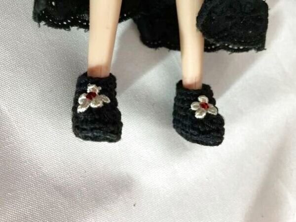 画像4: ネオブライス.リカちゃんsize『レース編みルームブーツ』ブラック (4)