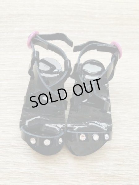 画像4: gohongi様制作　DDサイズ　サンダル【 エナメル調ブラック×キラキラストーン】 (4)