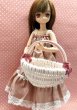 画像1: 1/6又は 1/3ドールサイズカゴバッグ『ホワイト&ピンク』 (1)