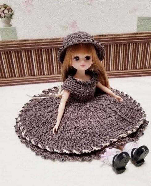 画像3: 特価【オリーブグレーのドレスセット】リカちゃん相当size (3)