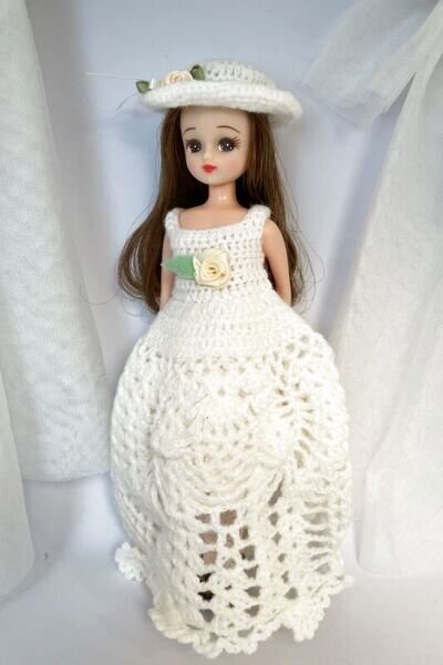 画像3: リカちゃんや27cm size『ホワイトニットワンピースとハットのセット』 (3)