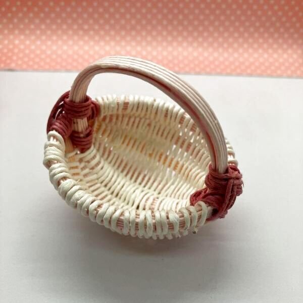 画像3: 1/6又は 1/3ドールサイズカゴバッグ『ホワイト&ピンク』 (3)