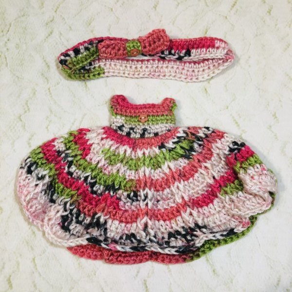 画像3: 花布糸様制作毛糸編み【 ドラゴンフルーツワンピースセット　】ネオブライスsizeプーリップsize (3)