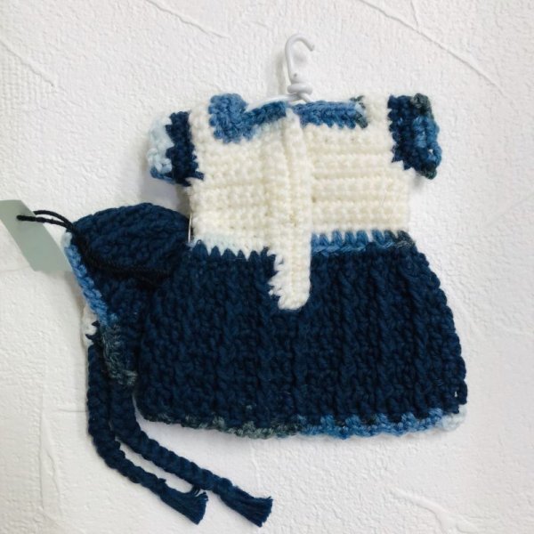 画像2: 花布糸様制作【青と白のニットワンピースとお帽子のセット】リカちゃん相当size (2)