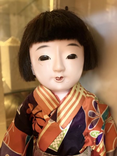 画像3: 大きな大正時代の市松人形『明仙のお着物』人毛　傷有　経年劣化有63cmアンティーク (3)