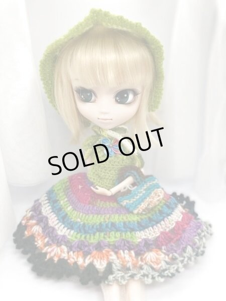 画像1: プーリップ相当 size『MIXニットのワンピース&ボネとバッグのセット』 (1)