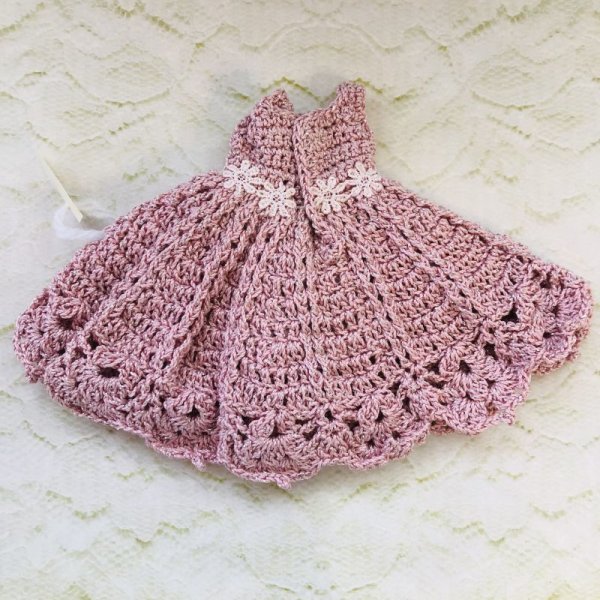 画像2: 花布糸様制作レース編み『淡いピンクのワンピース』リカちゃん相当size (2)