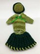 画像2: ジェニーちゃん等27cm相当ドールsize『レース編み緑のお帽子とスカートのセット』 (2)