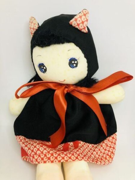 画像1: 文化人形『黒ネコちゃん』布製ドール　古布正絹 (1)