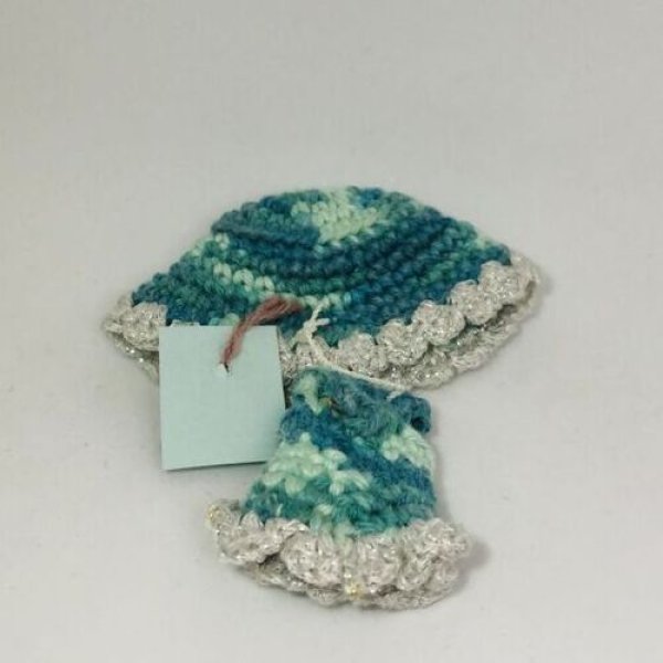 画像3: プチブライス相当size『ブルー系ニットワンピース&ハット』 (3)