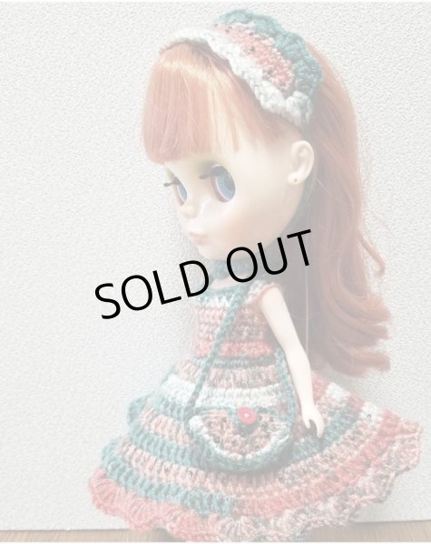 画像2: 花布糸様制作レース編み【 スイカワンピース&ヘッドドレス　】ネオブライスsizeプーリップsize (2)