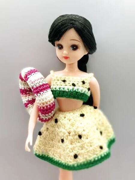 リカちゃん相当sizeビキニ水着セット(浮き輪付き)『スイカ