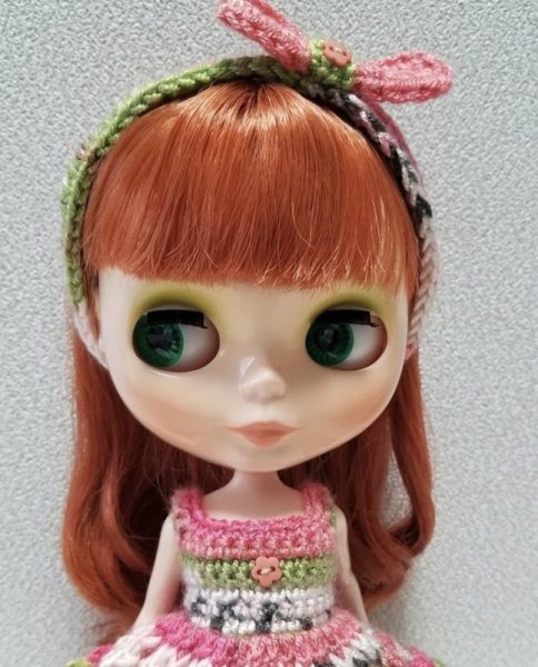 画像2: 花布糸様制作毛糸編み【 ドラゴンフルーツワンピースセット　】ネオブライスsizeプーリップsize (2)