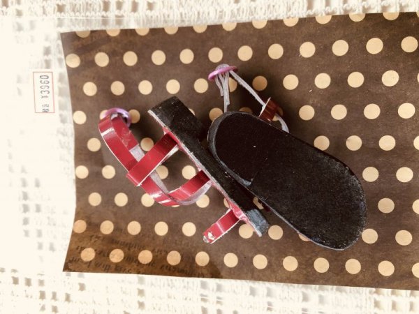 画像7: gohongi様制作　DDサイズ　サンダル【 ワインレッド×キラキラストーン 】 (7)