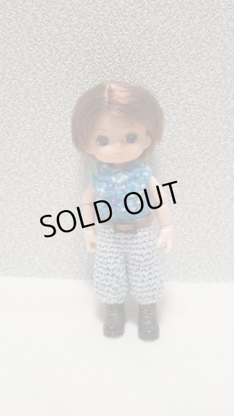 画像1:  オビツ11ボディsizeレース編み【 ブルー系とグレーの2ピース  】 (1)