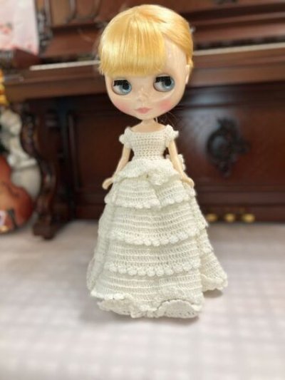 画像2: 総レース編み『ホワイトウエディングドレス』リカちゃん size