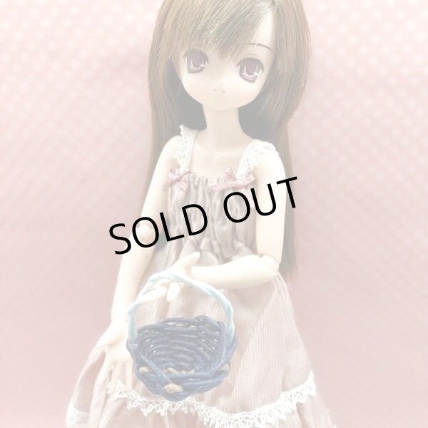 画像1:  1/6ドール又は1/12ドールサイズカゴバッグ『小さめダークブルー』 (1)