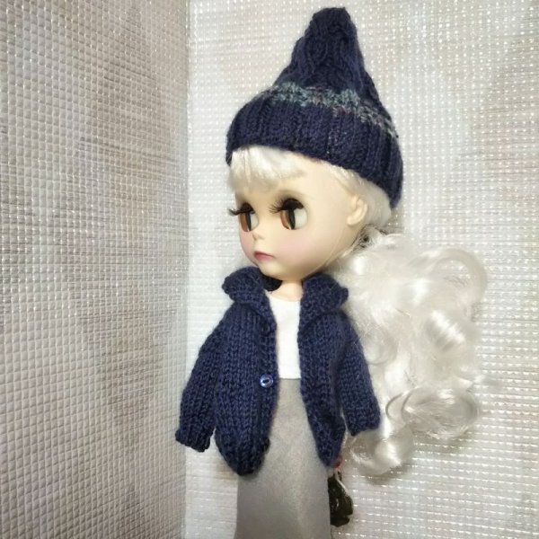 画像3: ネオブライスsize『ミッドナイトニットセット』(ニットカーディガンとニット帽) (3)