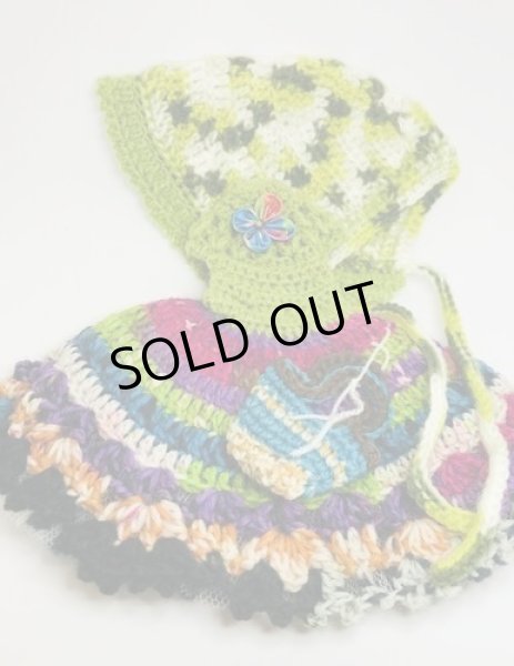 画像2: プーリップ相当 size『MIXニットのワンピース&ボネとバッグのセット』 (2)