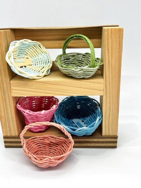 画像2: ミニチュア家具『1/6スケールシェルフとカゴ.バスケットのセット』 (2)