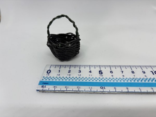 画像2:  1/6ドールサイズバスケット『ブラック』カゴバッグ3cm (2)