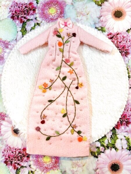 画像2: 花布糸様制作【チャイナ風のタイトドレス】プーリップ相当size (2)