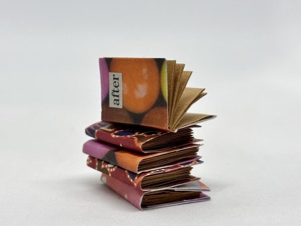 画像3:  1/6サイズ又は1/12ドールサイズ豆本『本5冊セット(赤系5冊)』2cm×1.5cm×0.3cm (3)