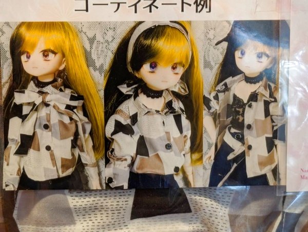 画像2: 柄シャツ&リボンセット(くすみリボン)40cmドール対応サイズ　 (2)