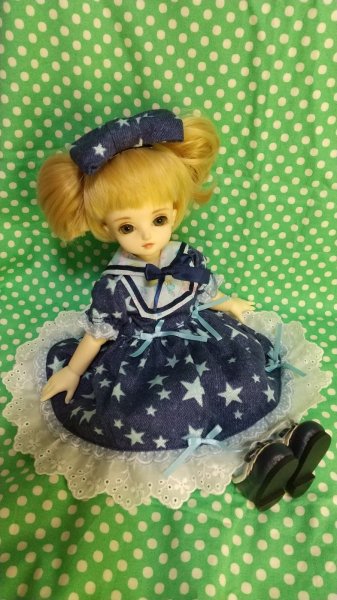 画像6: 幼SD相当サイズ『ワンピースとおリボンヘッドドレスとつけ襟セット』 (6)