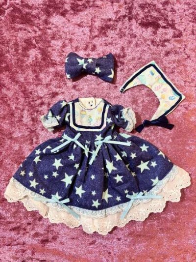 画像1: 幼SD相当サイズ『ワンピースとおリボンヘッドドレスとつけ襟セット』