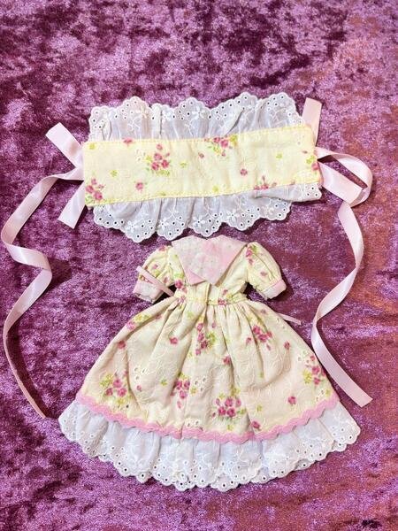 画像3: ネオブライスサイズ『甘ロリィタワンピースとヘッドドレスセット白系フラワー』 (3)