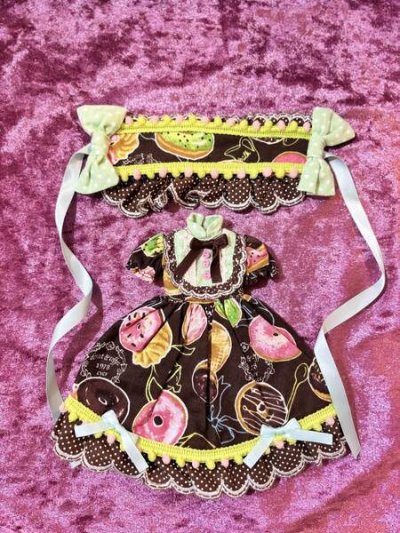 画像1: ネオブライスサイズ『チョコミントドーナツワンピース』ロリィタワンピースとヘッドドレスのセット