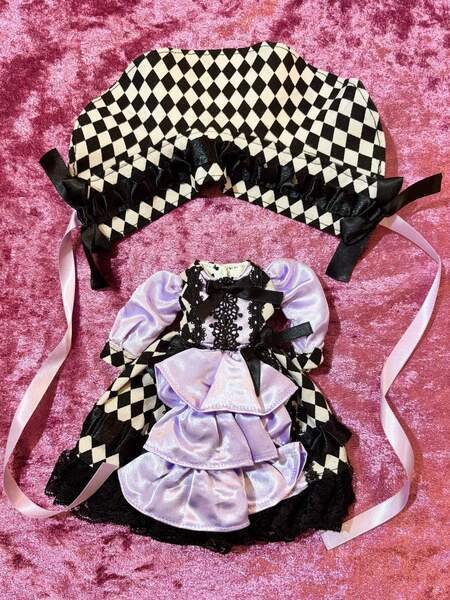 画像2: ネオブライスサイズ『ロリィタワンピースとボンネットセット・Purple』 (2)