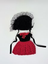 リカちゃん相当size『レース編みピンクお帽子とワンピースの